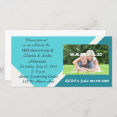 Moderne blauwe jubileumviering fotokaart (Voorkant / Achterkant)