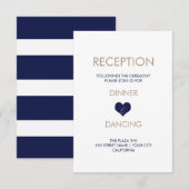 Moderne blauwe kaart voor hart- en streepontvangst (Voorkant / Achterkant)