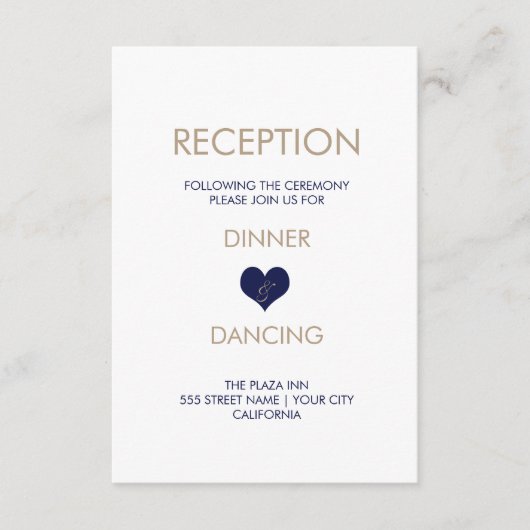 Moderne blauwe kaart voor hart- en streepontvangst (Voorkant)