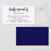 Moderne Blauwe Kalligrafie RSVP-reactie Informatiekaartje (Voorkant / Achterkant)