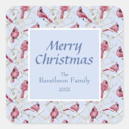 Moderne blauwe kardinale feestdag vierkante sticker