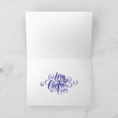 Moderne Blauwe Kerst Misser Kerst Script Feestdagen Kaart (Binnen)