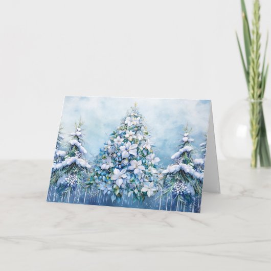 Moderne Blauwe Kerst Misser Kerst Script Feestdagen Kaart (Voorkant)