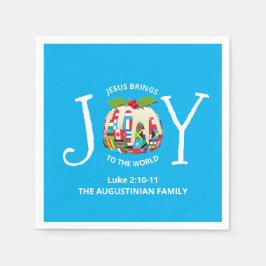 Moderne blauwe kerstavond op de wereld servet