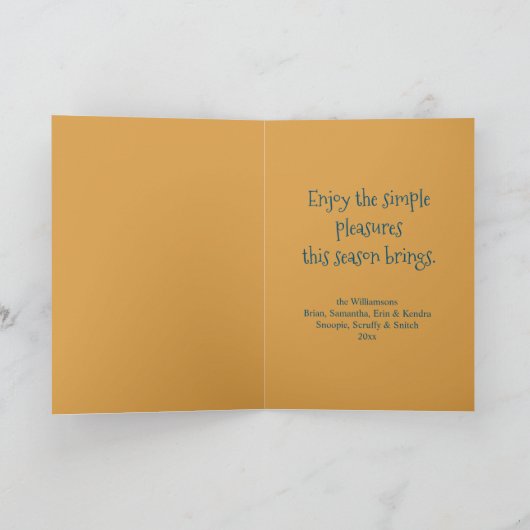 Moderne  Blauwe Kerstbloem Krans Vogels Feestdagen Kaart (Binnen)