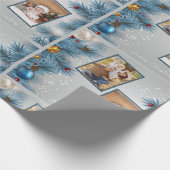 Moderne Blauwe Kerstboom 2 Fotoliefkerst Cadeaupapier (Hoek)