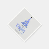 Moderne blauwe kerstboom vakantie servetten (Hoek)