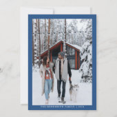 Moderne Blauwe Kerstboom Waterverf Custom Photo Feestdagenkaart (Achterkant)