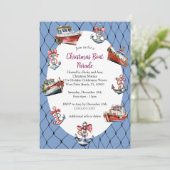 Moderne Blauwe Kerstboten & Anker Frame Kaart (Staand voorkant)
