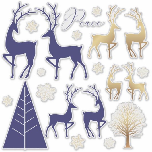 Moderne, blauwe kerstfeestdagen sticker (Voorkant)