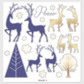 Moderne, blauwe kerstfeestdagen sticker (Vel)