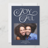 Moderne blauwe kerstfeestelijke foto feestdagenkaart (Voorkant)