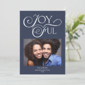 Moderne blauwe kerstfeestelijke foto feestdagenkaart (Staand voorkant)