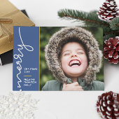 Moderne blauwe kerstfoto van Merry Kaart