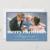 Moderne blauwe kerstkaart op maat (Voorkant)