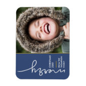 Moderne blauwe kerstkaart voor Merry-kerstscript Magneet (Verticaal)