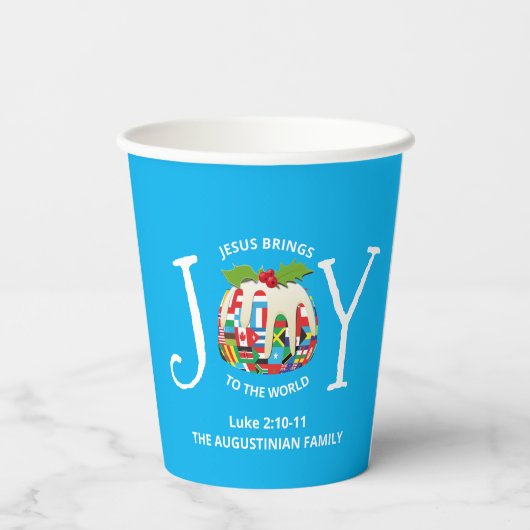 Moderne Blauwe Kerstmis - KANS OP DE WERELDpapiere Papieren Bekers (Achterkant)