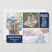 Moderne Blauwe Kerstmis Vredesliefde Jose Foto Col Feestdagenkaart (Voorkant)