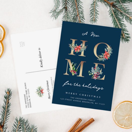 Moderne Blauwe Kerstvakantie Bewegende aankondigin Briefkaart