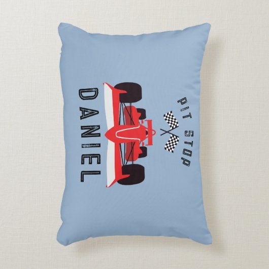 Moderne Blauwe Kinder Rode Racing Auto Accent Kussen (Voorkant(Verticaal))
