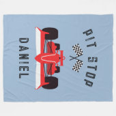 Moderne Blauwe Kinder Rode Racing Auto Fleece Deken (Voorkant (Horizontaal))