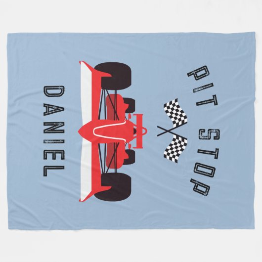 Moderne Blauwe Kinder Rode Racing Auto Fleece Deken (Voorkant (Horizontaal))