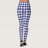 Moderne Blauwe Klassieke Gingham Patroon Leggings (Achterkant)