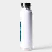 Moderne Blauwe Kleur Vrouw Golfer Monogram Waterfles (Links)