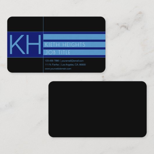 Moderne Blauwe Kleuren en Zwarte Achtergrond Visitekaartje (Voorkant / Achterkant)