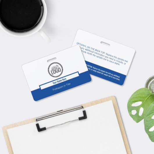 Moderne blauwe kleurenblok professionele naamtag badge