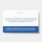 Moderne blauwe kleurenblok professionele naamtag badge (Achterkant)