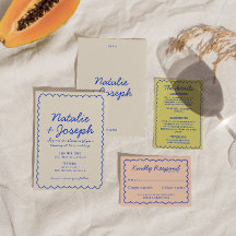 Moderne Blauwe Kleurrijke Retro Fun Whimsical Brui