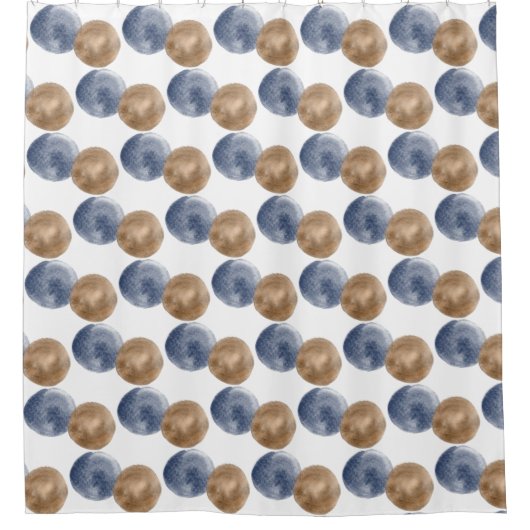 Moderne blauwe kopercirkels douchegordijn (Voorkant)