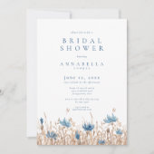 Moderne Blauwe Korenbloemen & Bruidsbruiloft Tarwe Kaart (Voorkant)