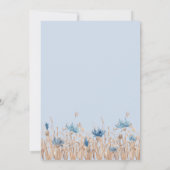 Moderne Blauwe Korenbloemen & Bruidsbruiloft Tarwe Kaart (Achterkant)