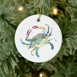 Moderne blauwe krab kerstversiering keramisch ornament