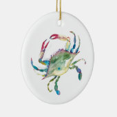 Moderne blauwe krab kerstversiering keramisch ornament (Rechts)