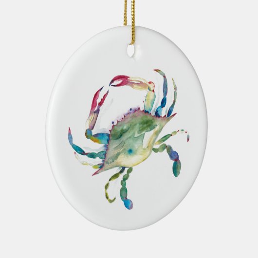 Moderne blauwe krab kerstversiering keramisch ornament (Rechts)