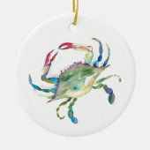 Moderne blauwe krab kerstversiering keramisch ornament (Voorkant)