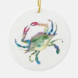 Moderne blauwe krab kerstversiering keramisch ornament