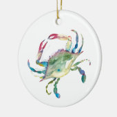 Moderne blauwe krab kerstversiering keramisch ornament (Links)