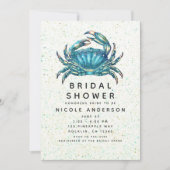 Moderne Blauwe Krab Stervis Bruidssalon Kaart (Voorkant)