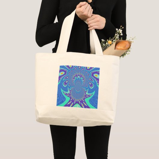 Moderne blauwe kunst grote tote bag (Voorkant (product))