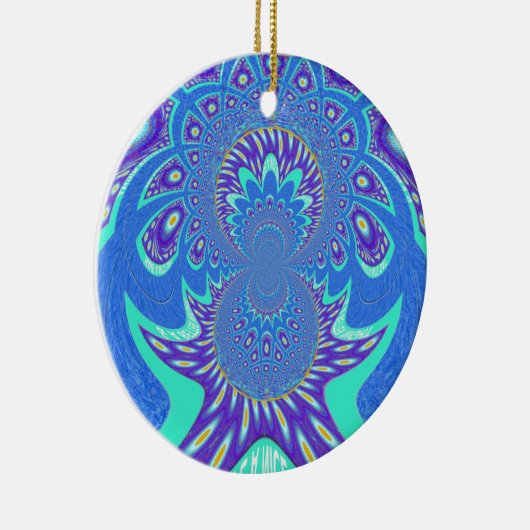 Moderne blauwe kunst keramisch ornament (Rechts)