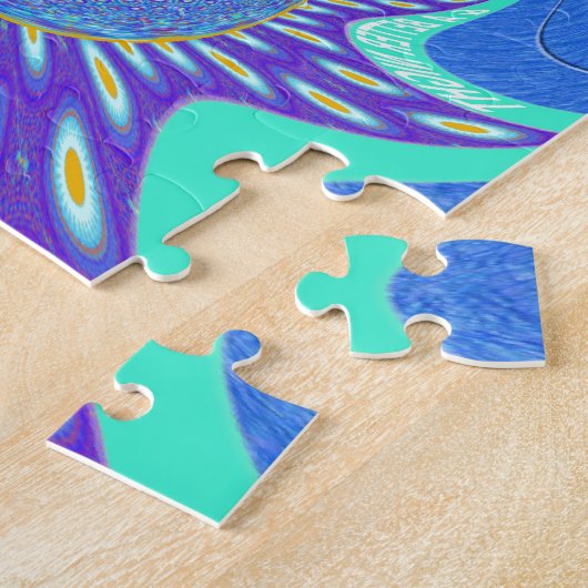 Moderne blauwe kunst legpuzzel (Zijkant)