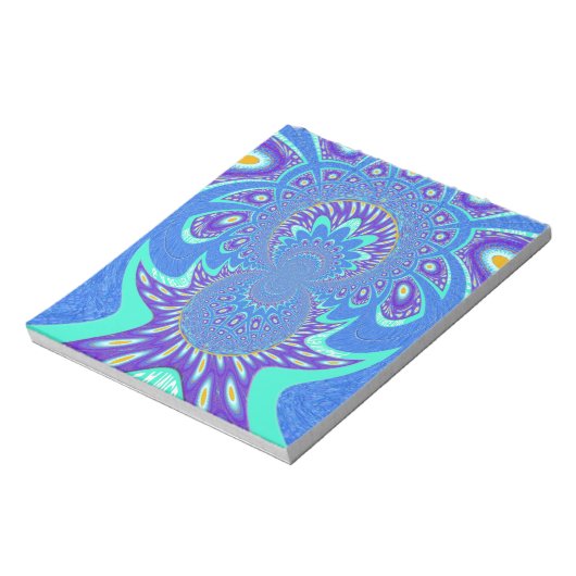 Moderne blauwe kunst notitieblok (Linkerzijde)