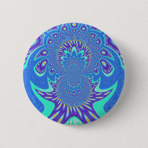 Moderne blauwe kunst ronde button 5,7 cm