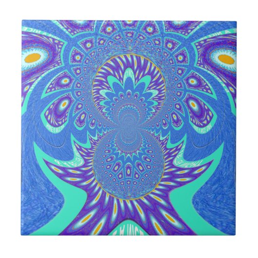 Moderne blauwe kunst tegeltje (Voorkant)