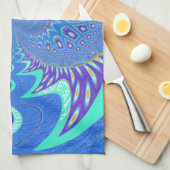 Moderne blauwe kunst theedoek (Quarter Fold)