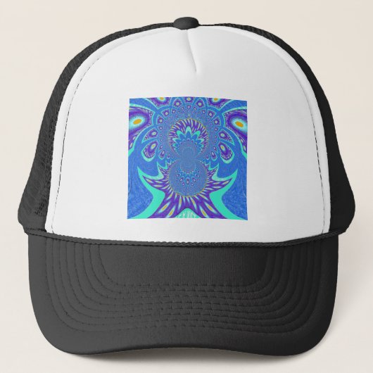 Moderne blauwe kunst trucker pet (Voorkant)